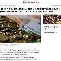 El importe de las operaciones de fusin y adquisicin cay en enero un 54%, hasta los 5.306 millones